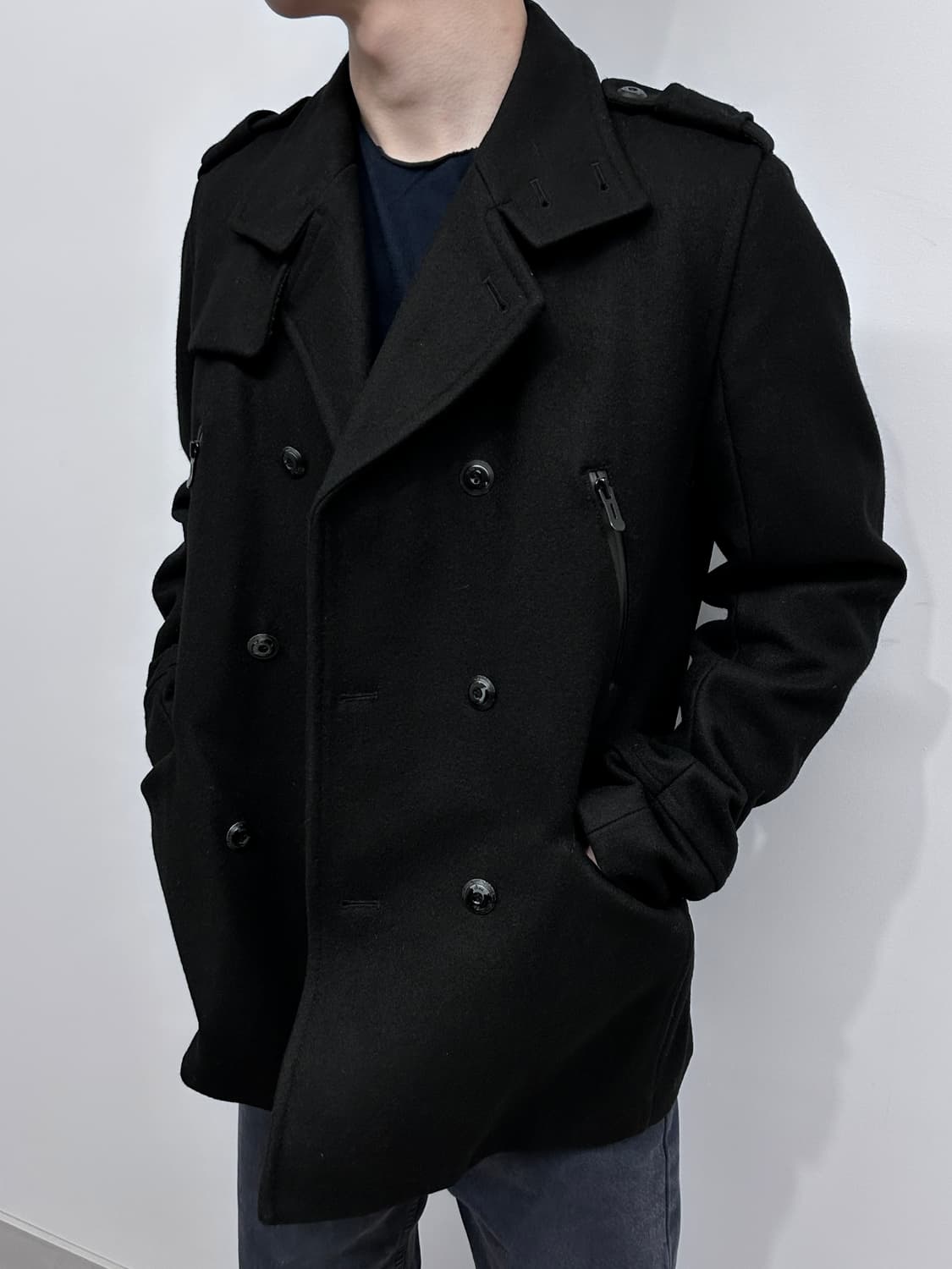 자라 하리넥 더블 브레스티드 울 코트 상품이미지4