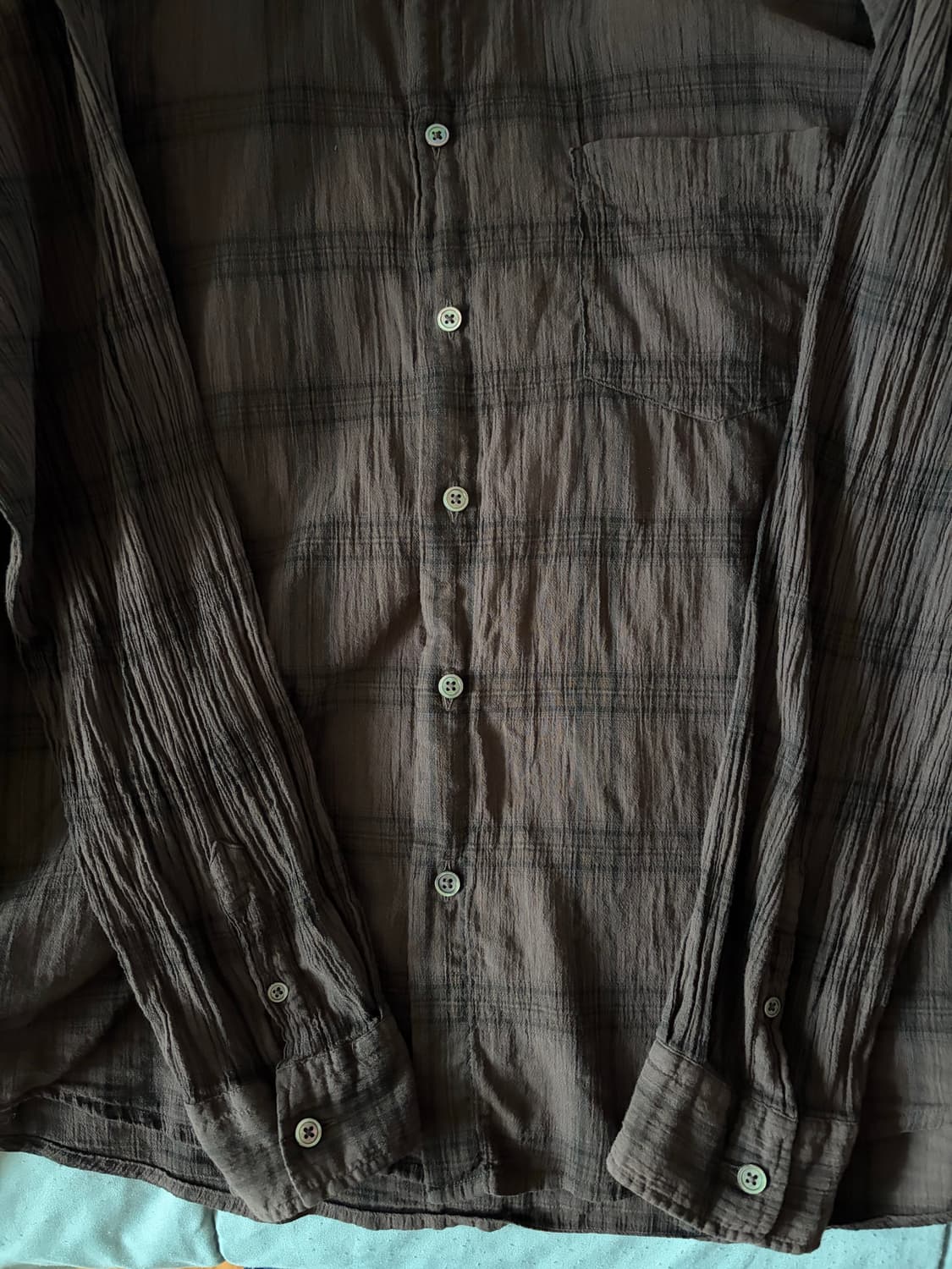 해칭룸 Classic Shirt Over Dyed Check Brown 상품이미지2