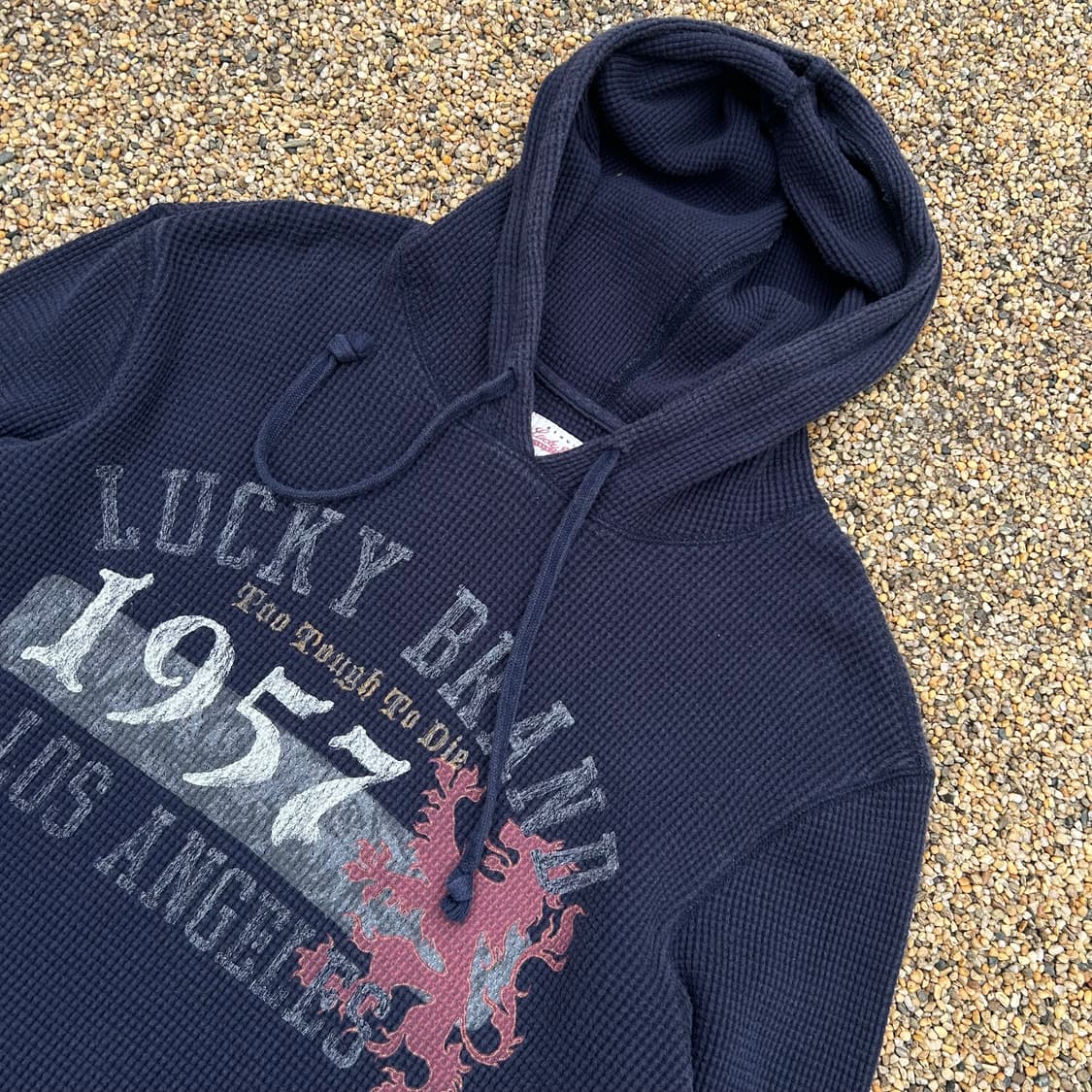 빈티지(vintage) 프린팅 와플 니트 후드 상품이미지2