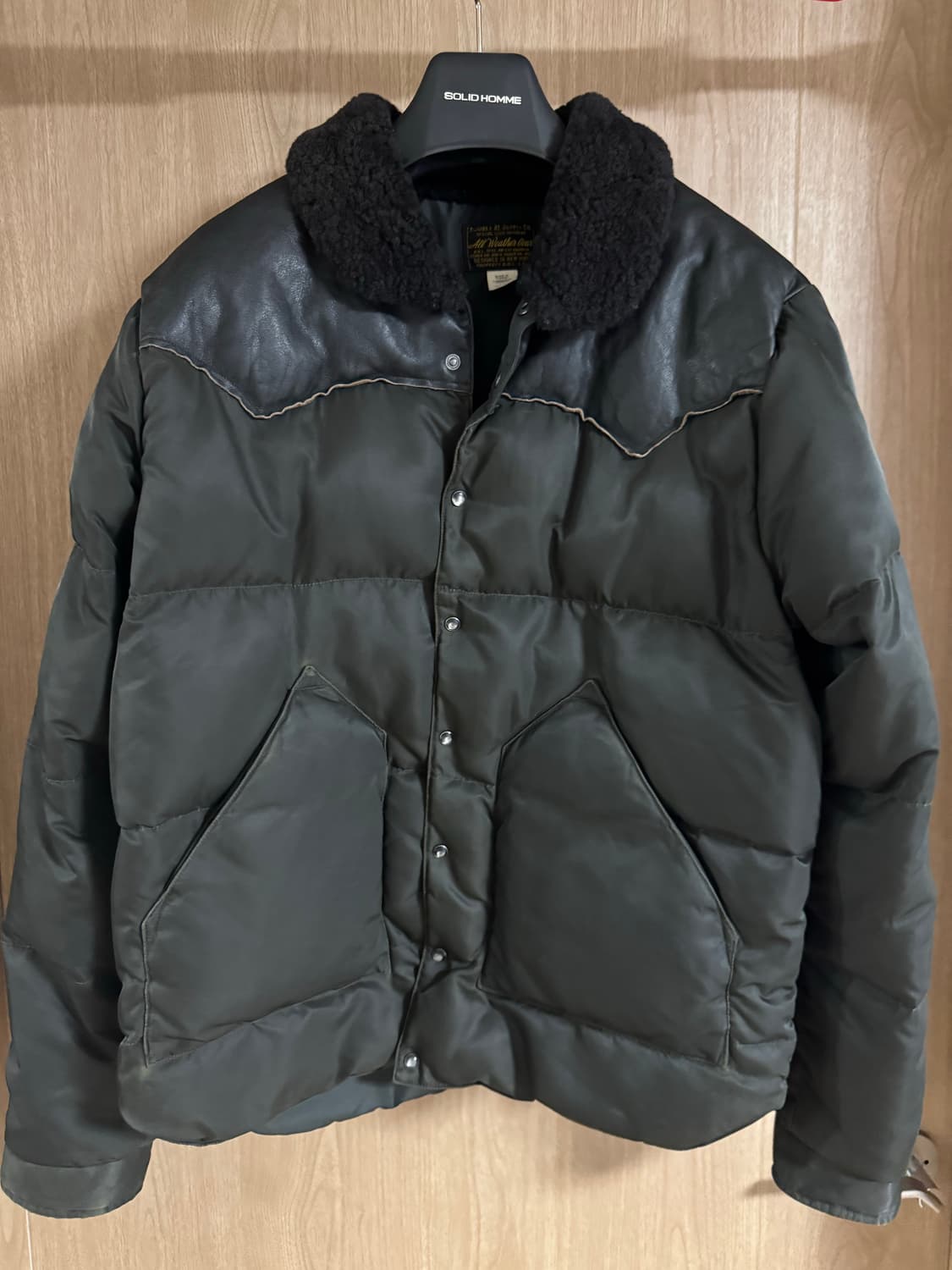 더블알엘(RRL) 시어링 칼라 가죽 요크 다운 재킷 M사이즈 상품이미지4