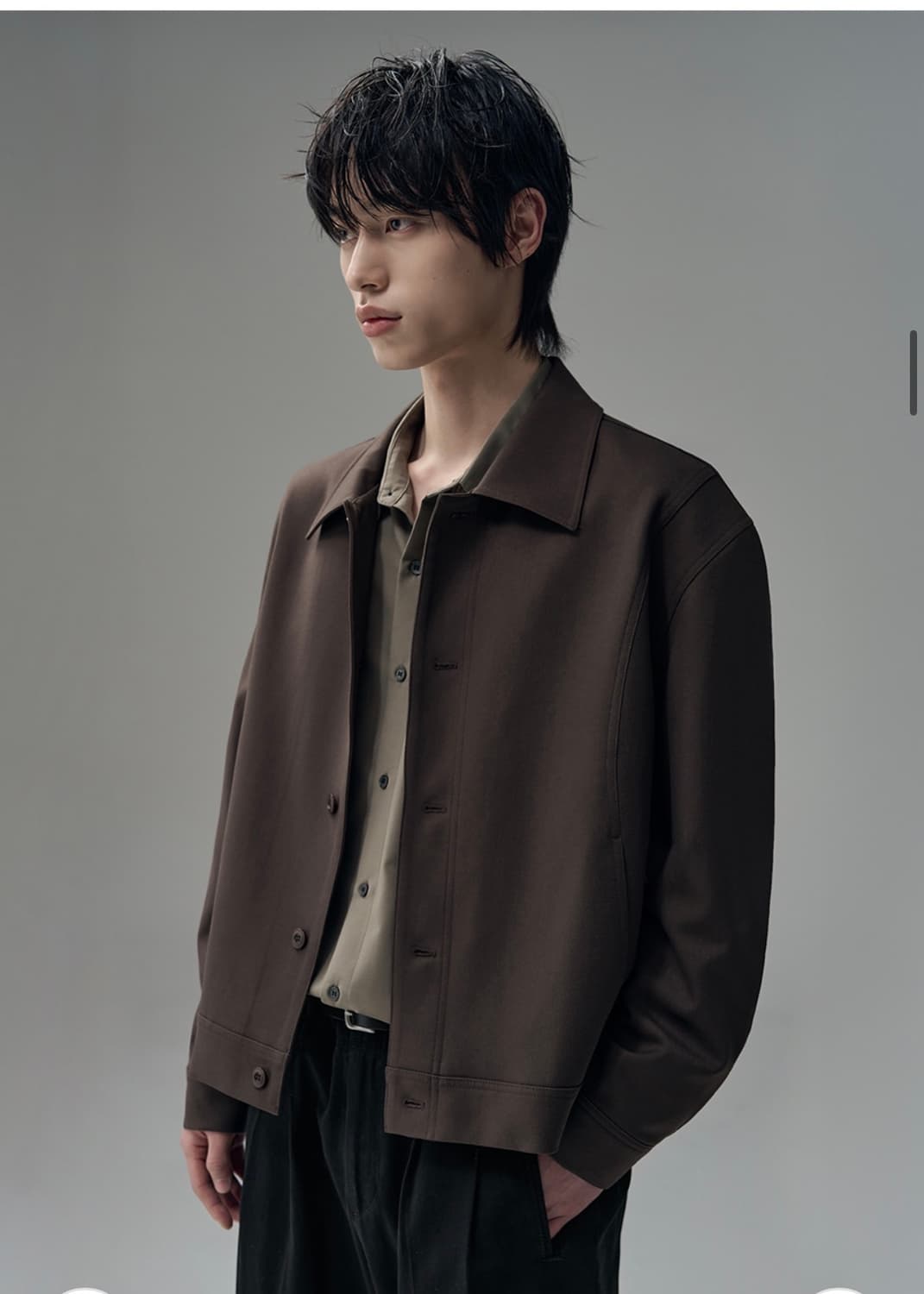 (새상품)(L) 드로우핏 도브 울 미니멀 라인 자켓 DARK BROWN 상품이미지8