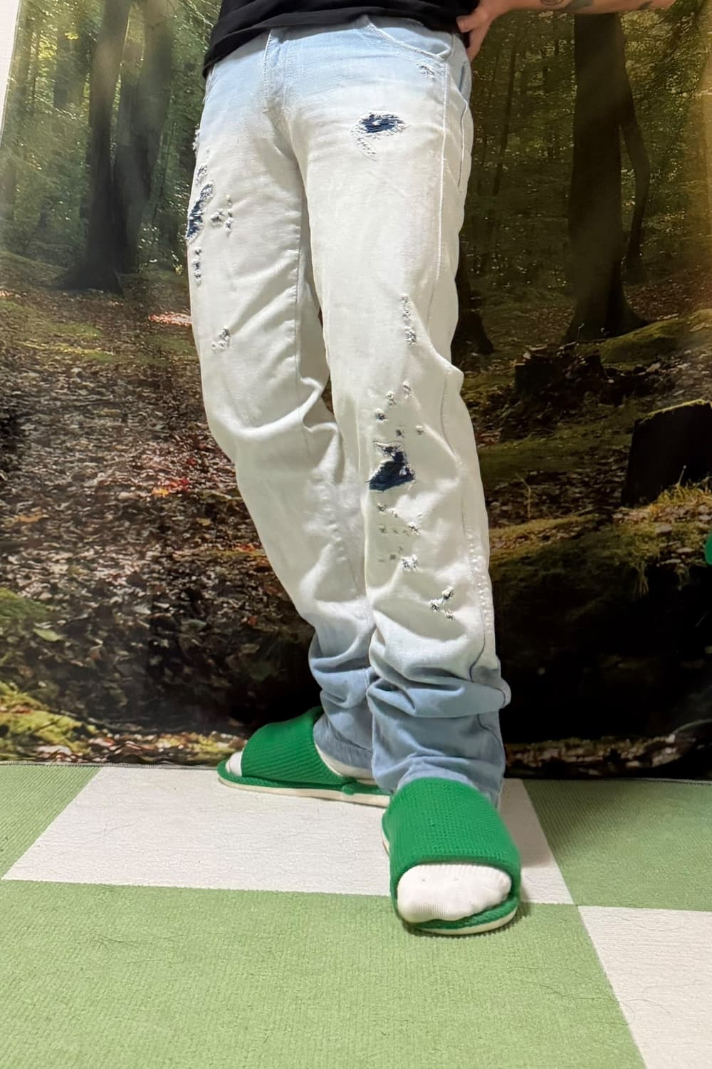 아르마니 진스 블리치드 펀칭 데님 팬츠 상품이미지1