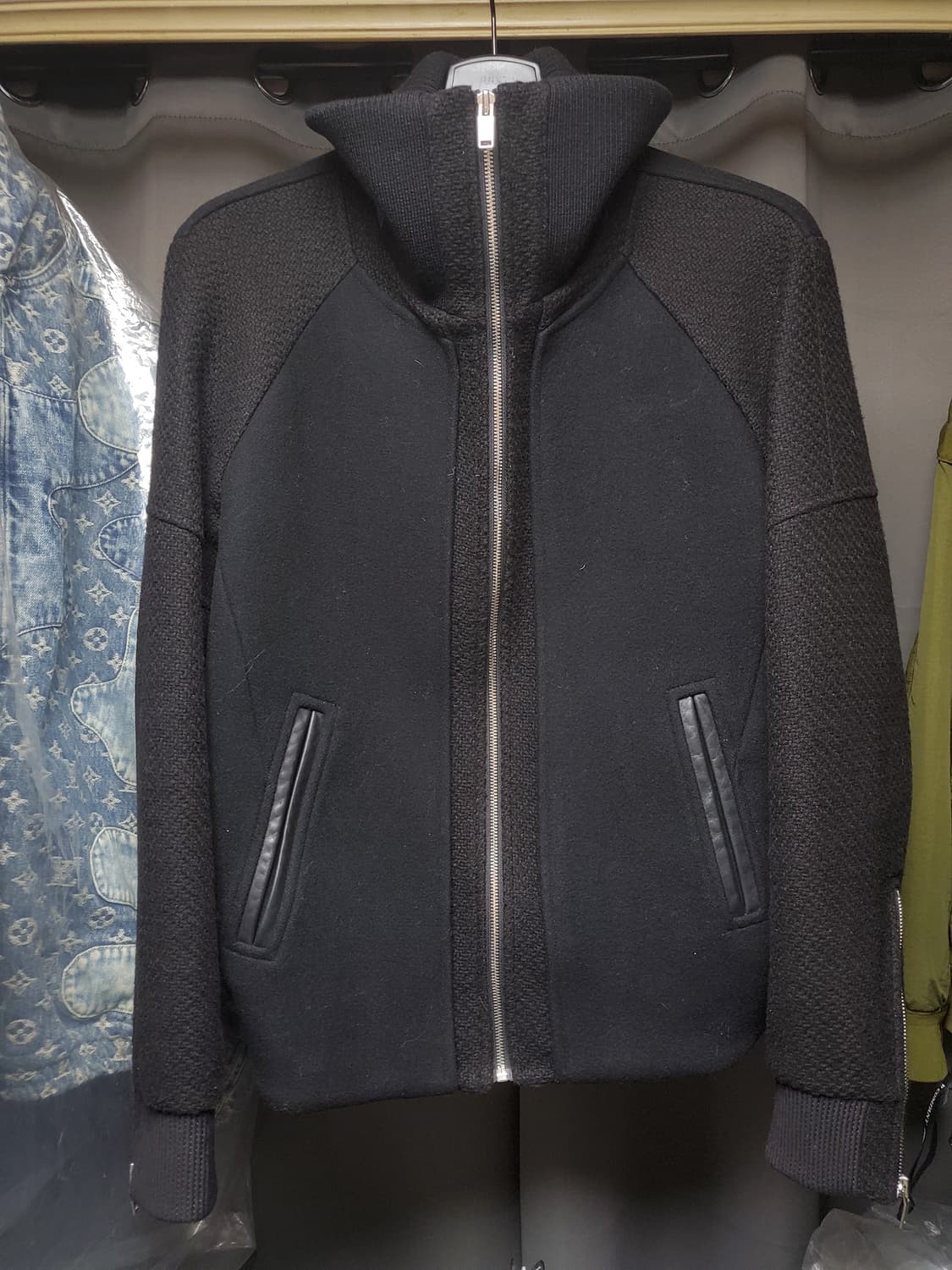 시스템옴므 앞뒤 집업 블루종 트위드 자켓 상품이미지2