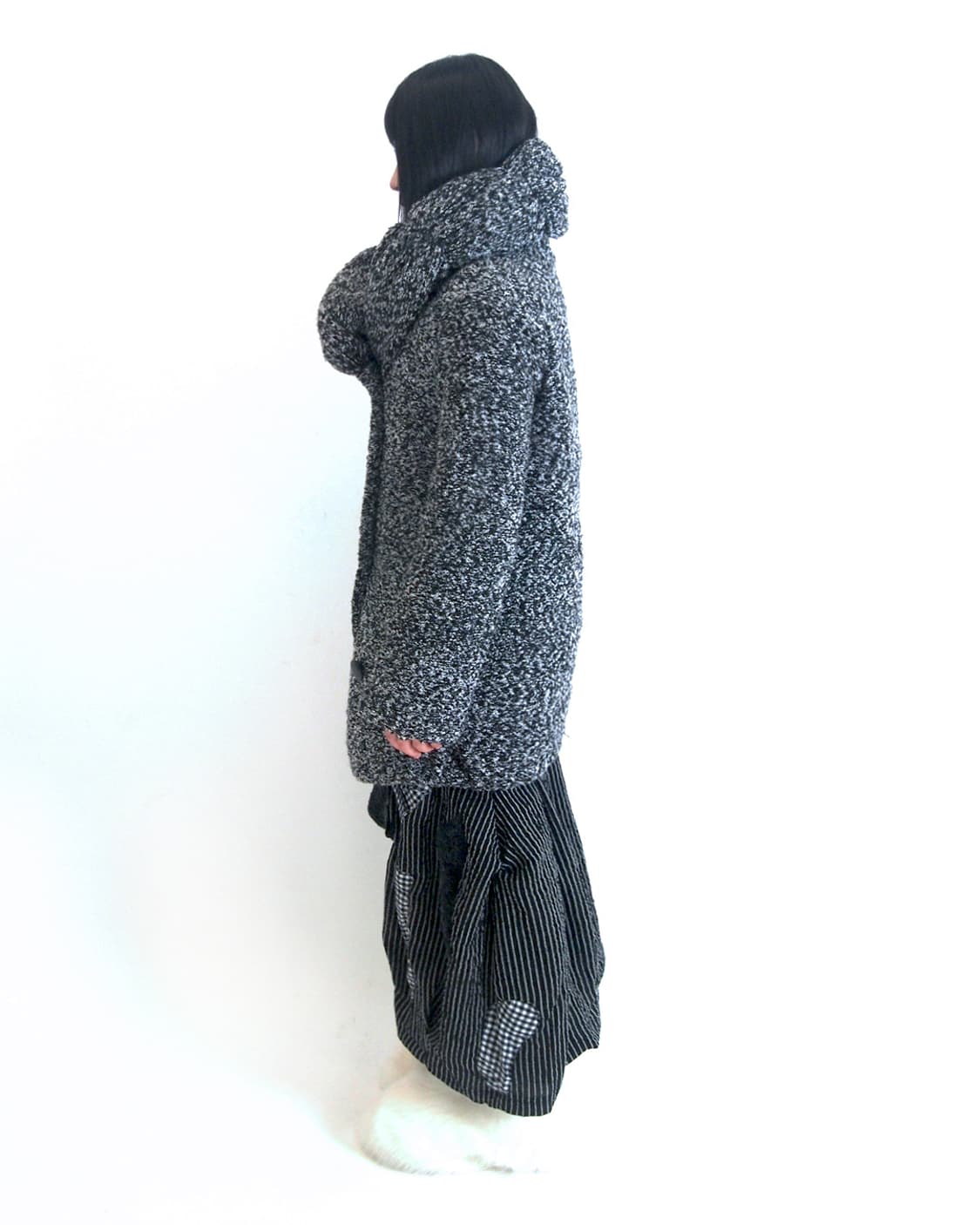 Cloud puff collar thick bokashi coat 상품이미지5