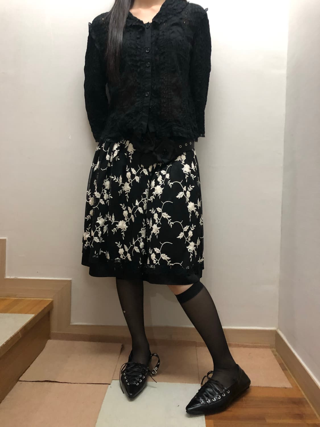 빈티지 네이비 플라워 미디 스커트 상품이미지8