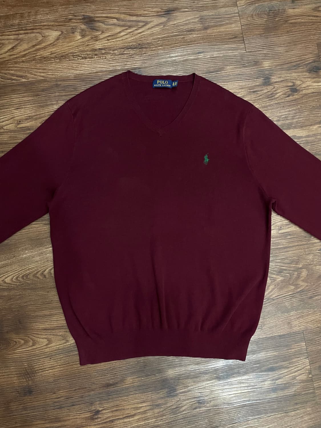 폴로 랄프로렌 피마코튼 브이넥 니트 스웨터 딥버건디 상품이미지3