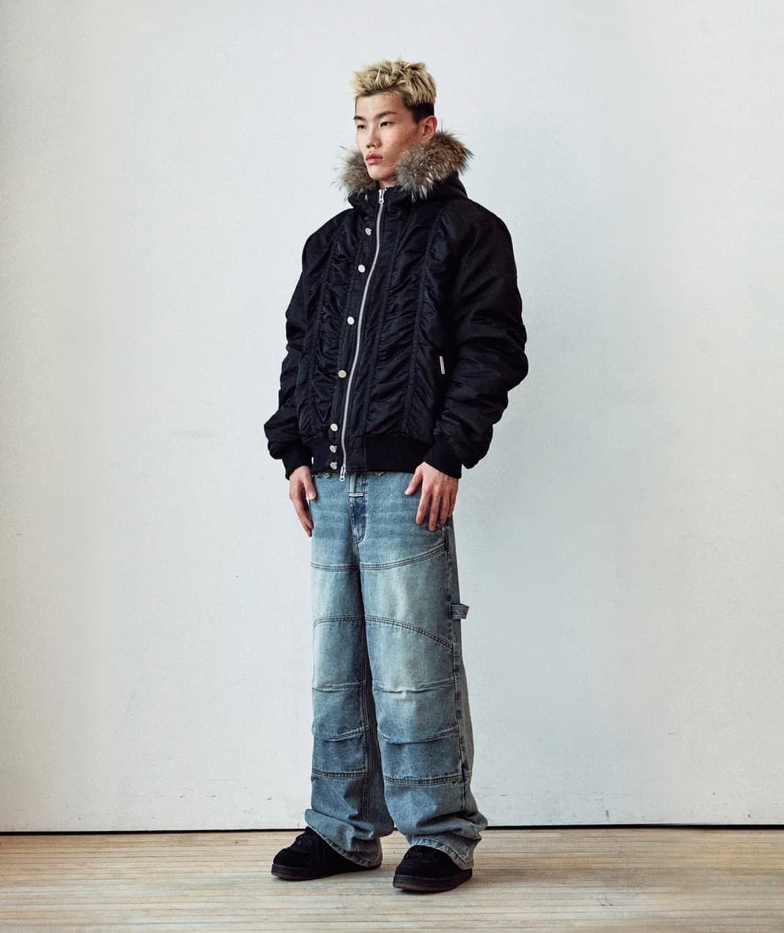 (구매) 더바이닐하우스 퍼 후드 MA-1 자켓 블랙 L 상품이미지5