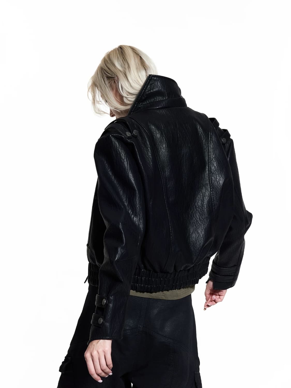 크롭 레더 바이커 자켓  상품이미지5