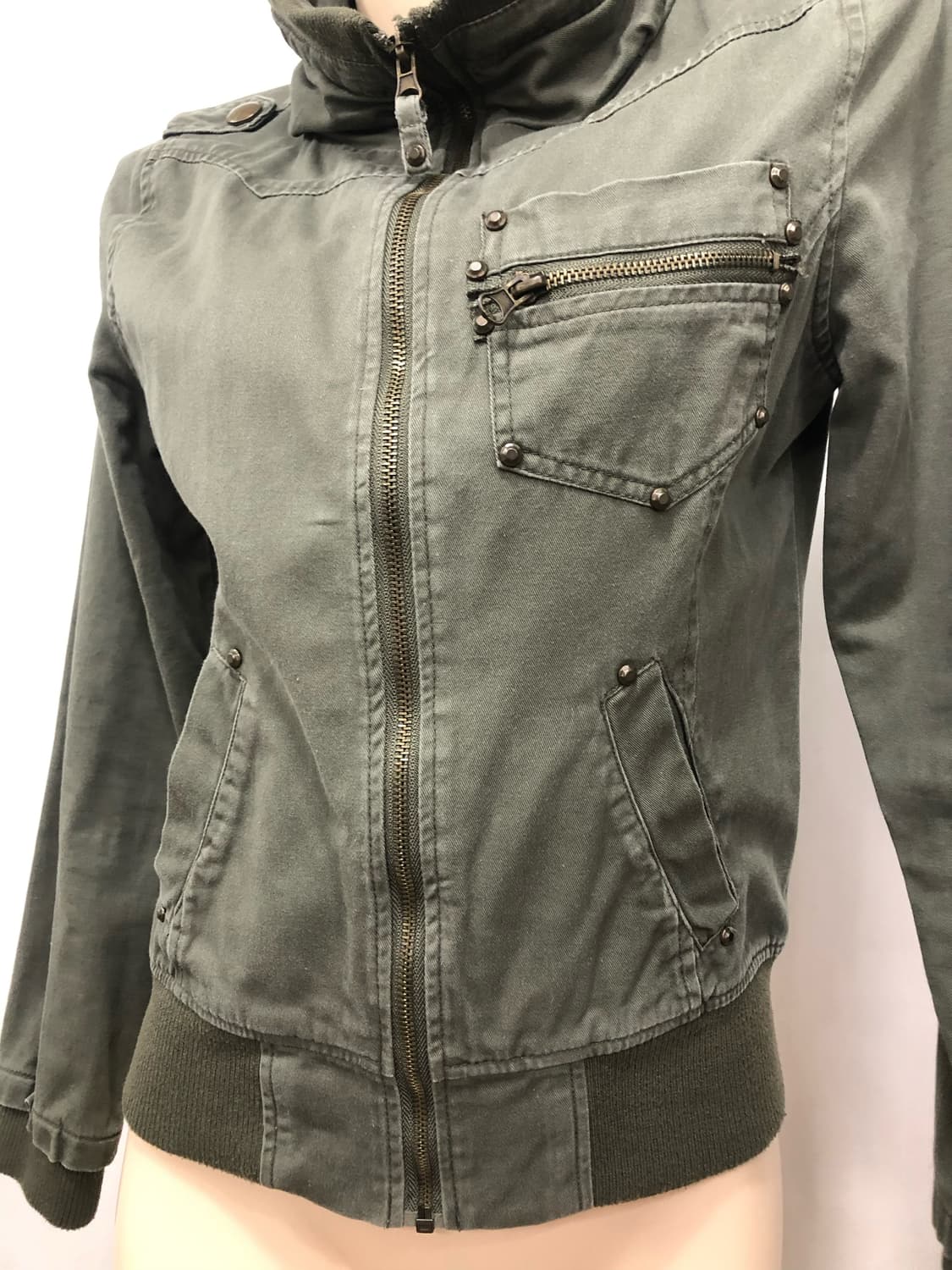 у2k khaki military zip up jacket 상품이미지5