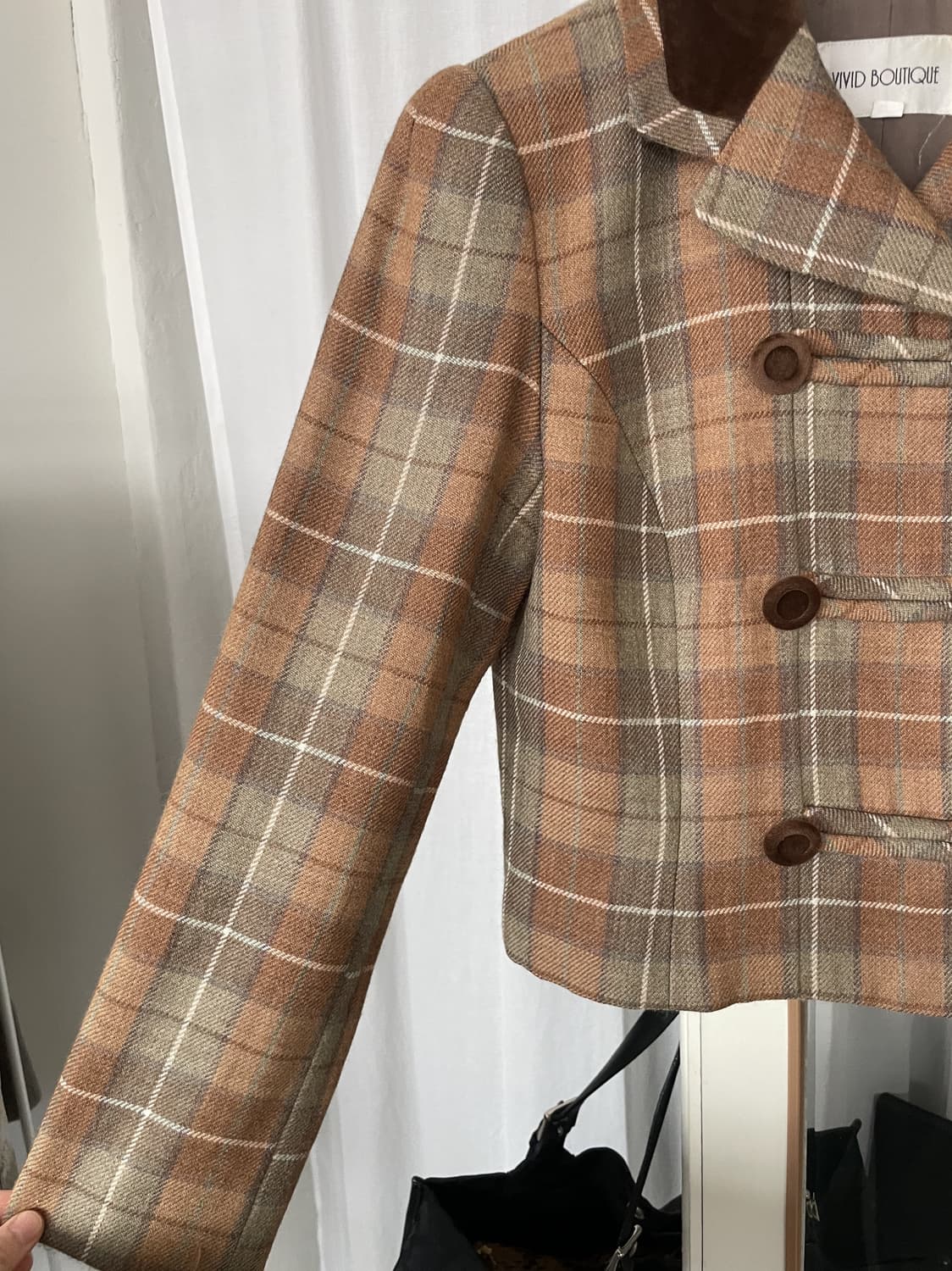 plaid double breasted cropped jacket 상품이미지3