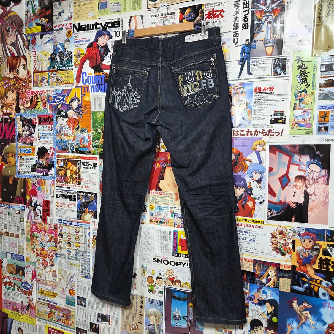 후부 백 포켓 자수 진청 데님 팬츠 상품이미지3