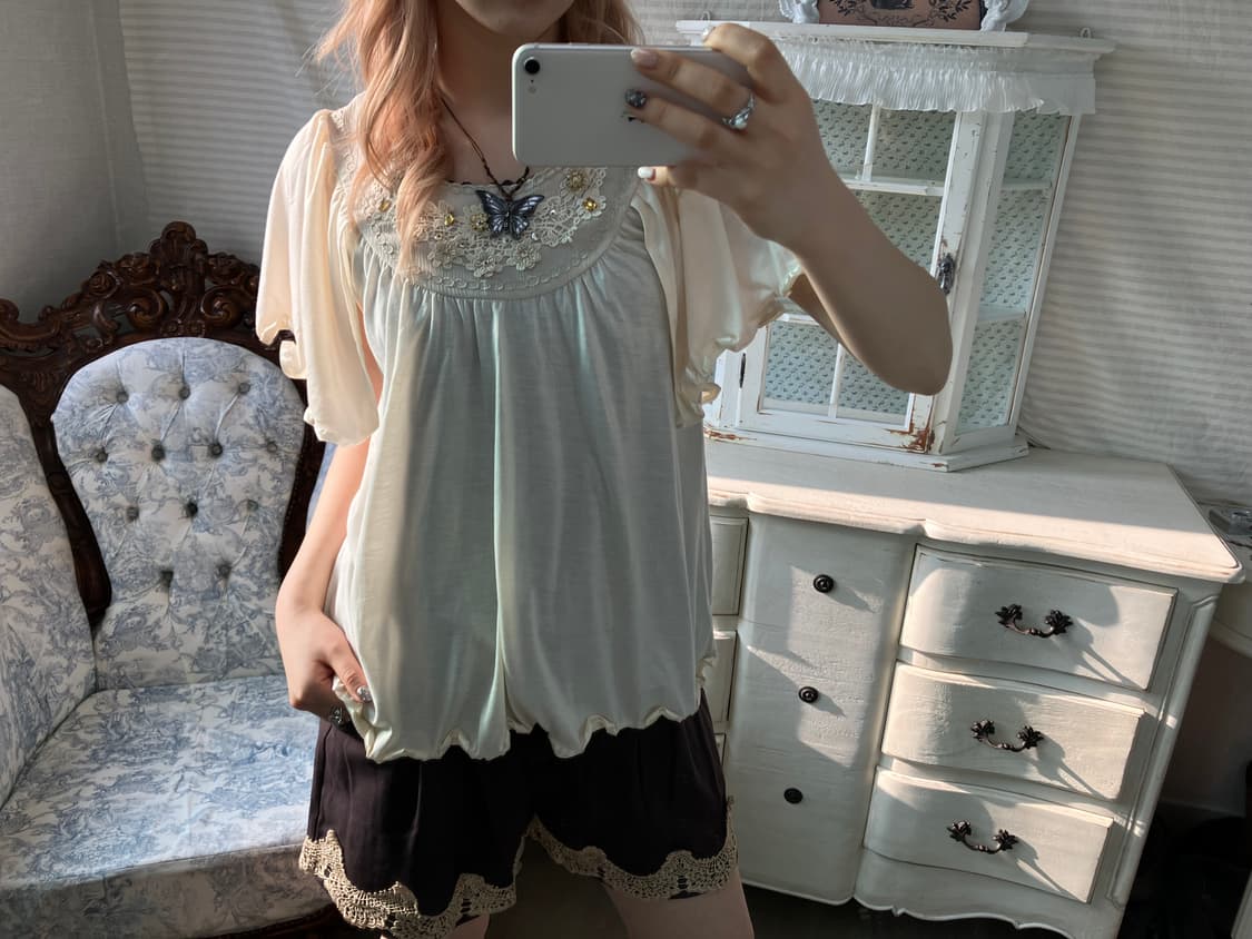 Axes femme 로걀 아이보리 볼레로 블라우스 상품이미지1