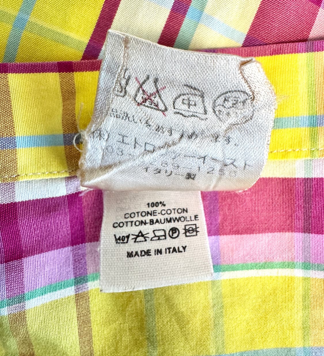 ETRO 에트로 옐로우, 핑크 마드라스 체크 패턴 블라우스 셔츠 42 상품이미지5