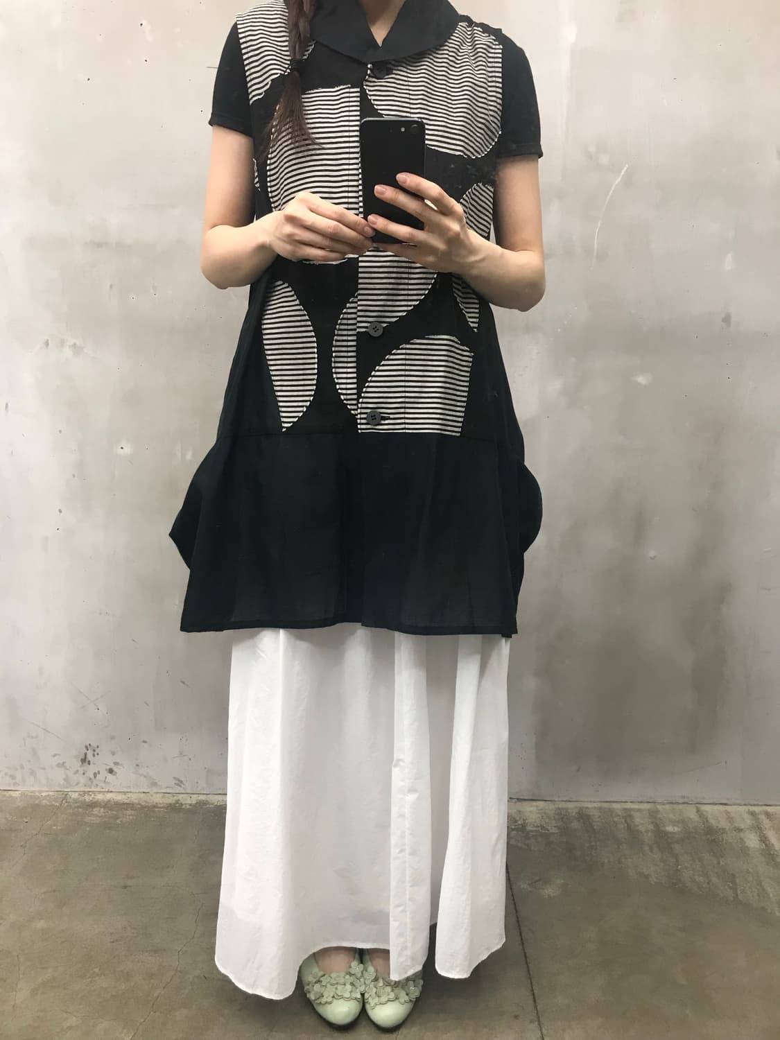 Patterned ballon long vest 상품이미지2