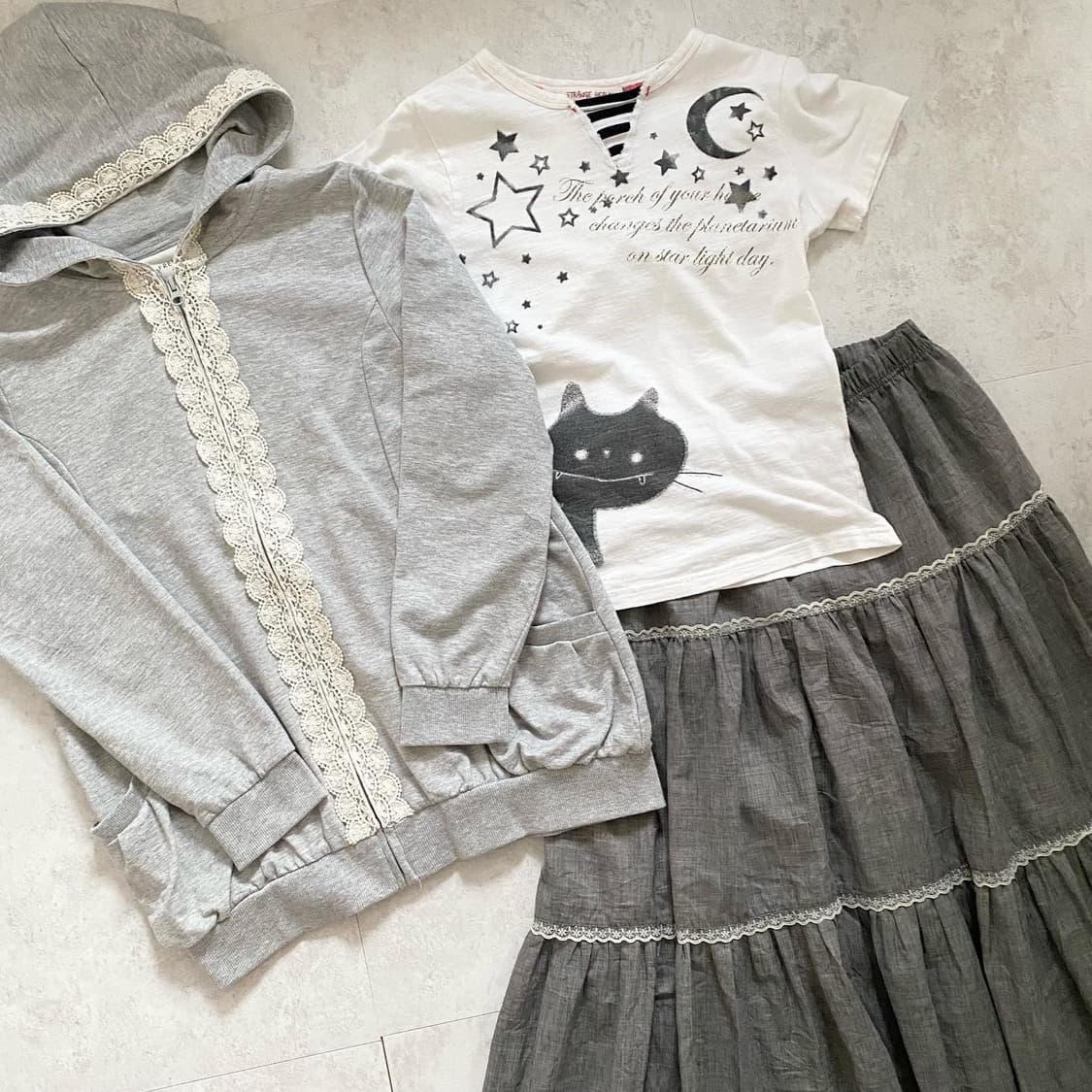 grey neko mori hoody skirt set 상품이미지5