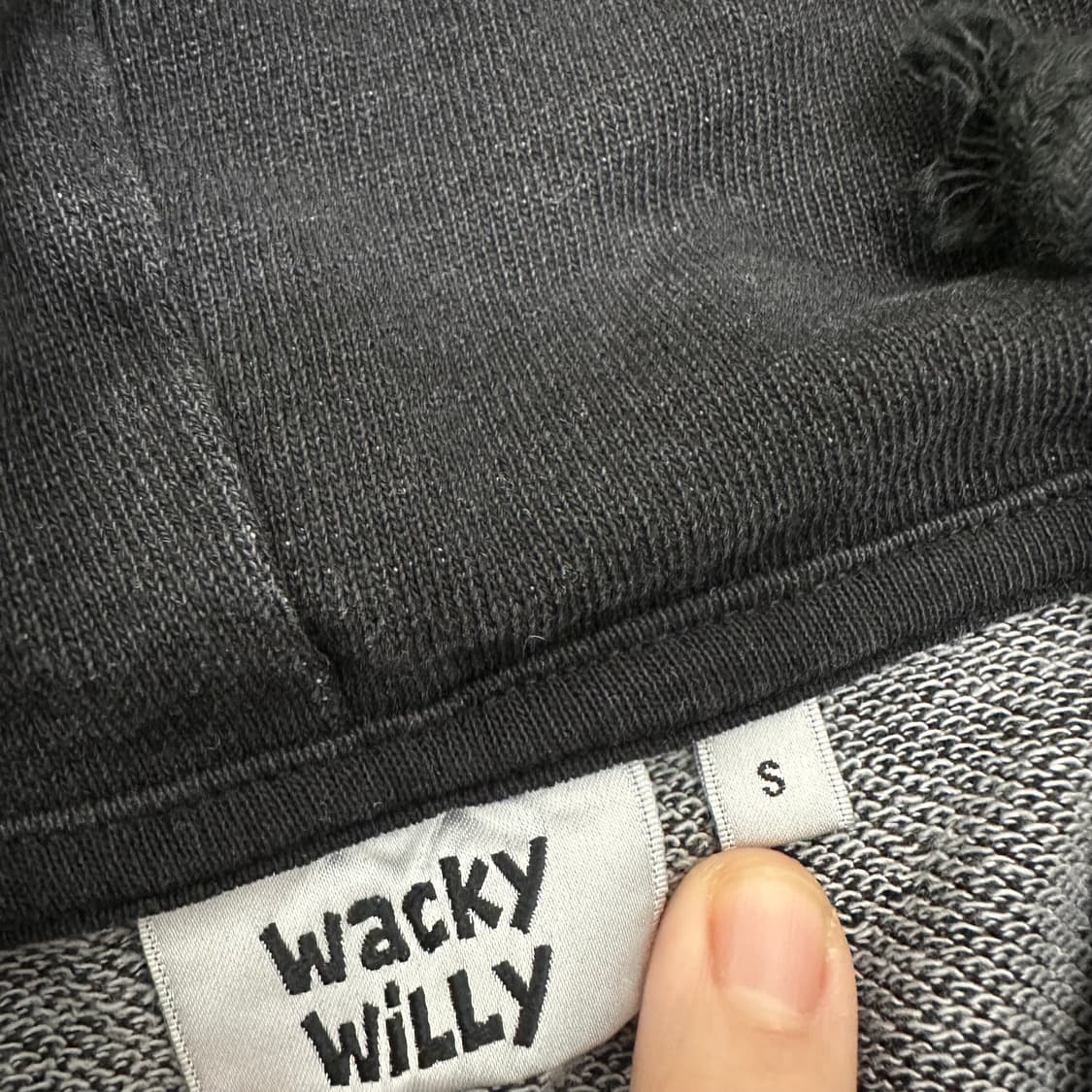 WACKY WLLIS 와키윌리 데님 라이크 후드집업 블랙 S 상품이미지5