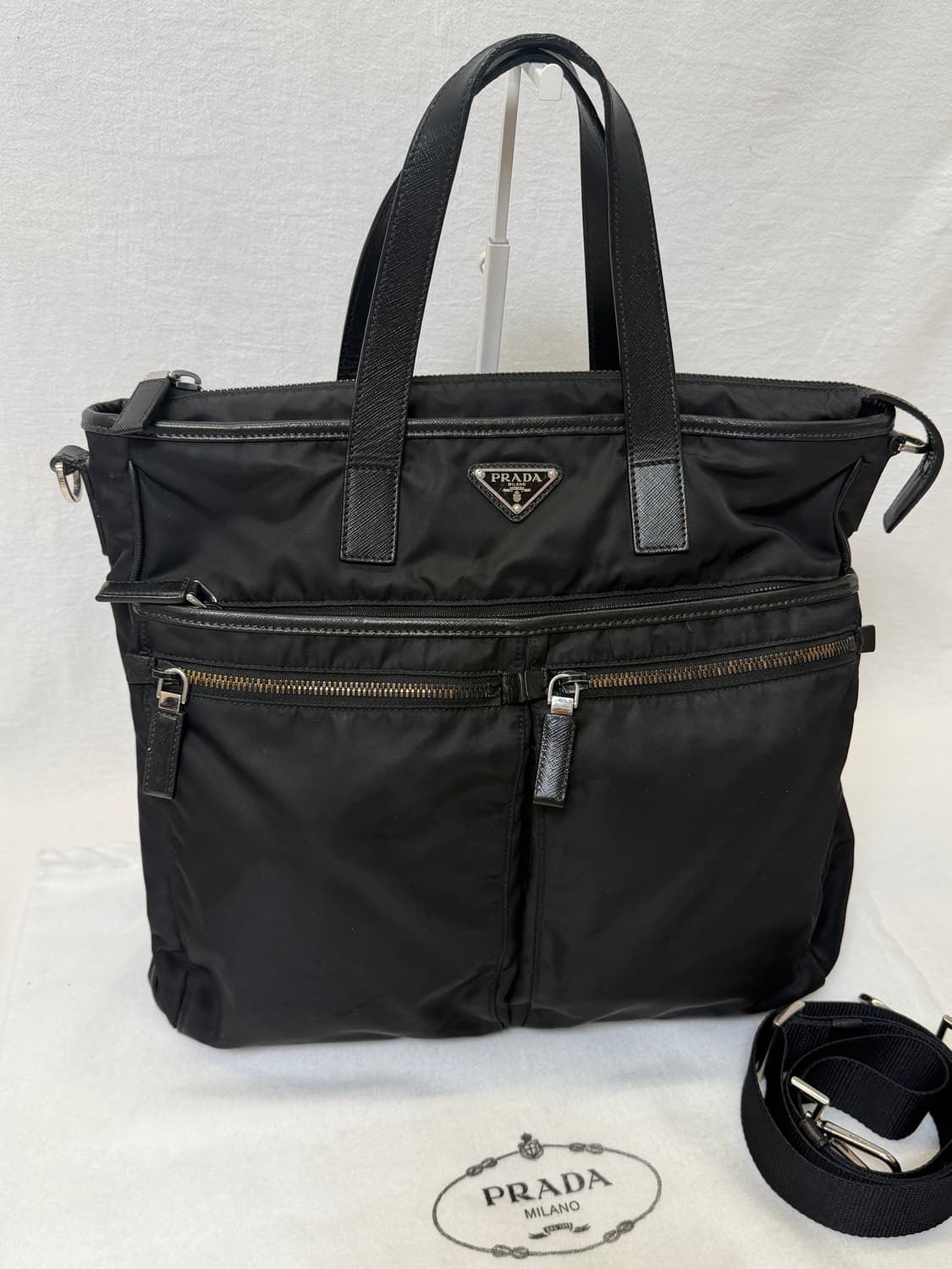 정품 프라다 리나일론 사피아노 레더 EVG860 토트백 크로스백 숄더백 상품이미지4