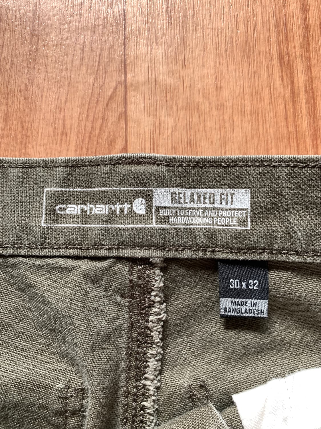 칼하트 릴렉스드핏 카펜터 팬츠 올리브 30x32 상품이미지4