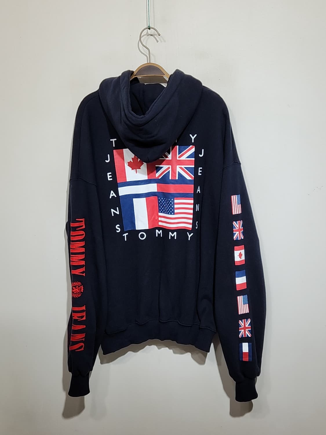 (XXL) 타미진스 기모 후드티 네이비 국기 빅사이즈 티셔츠  상품이미지6