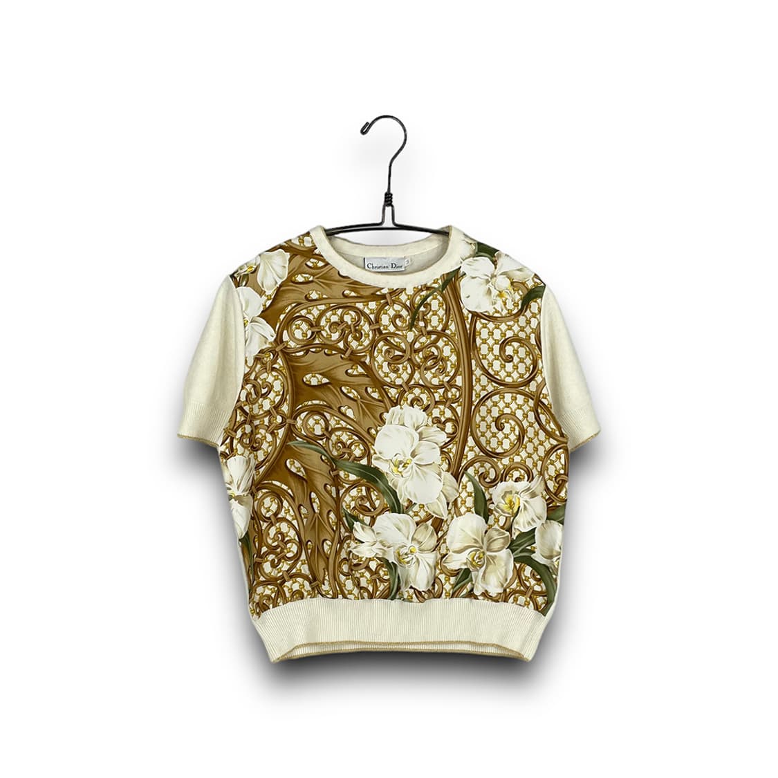 크리스챤 디올 플로럴 패턴 실크 니트 반팔 상품이미지1