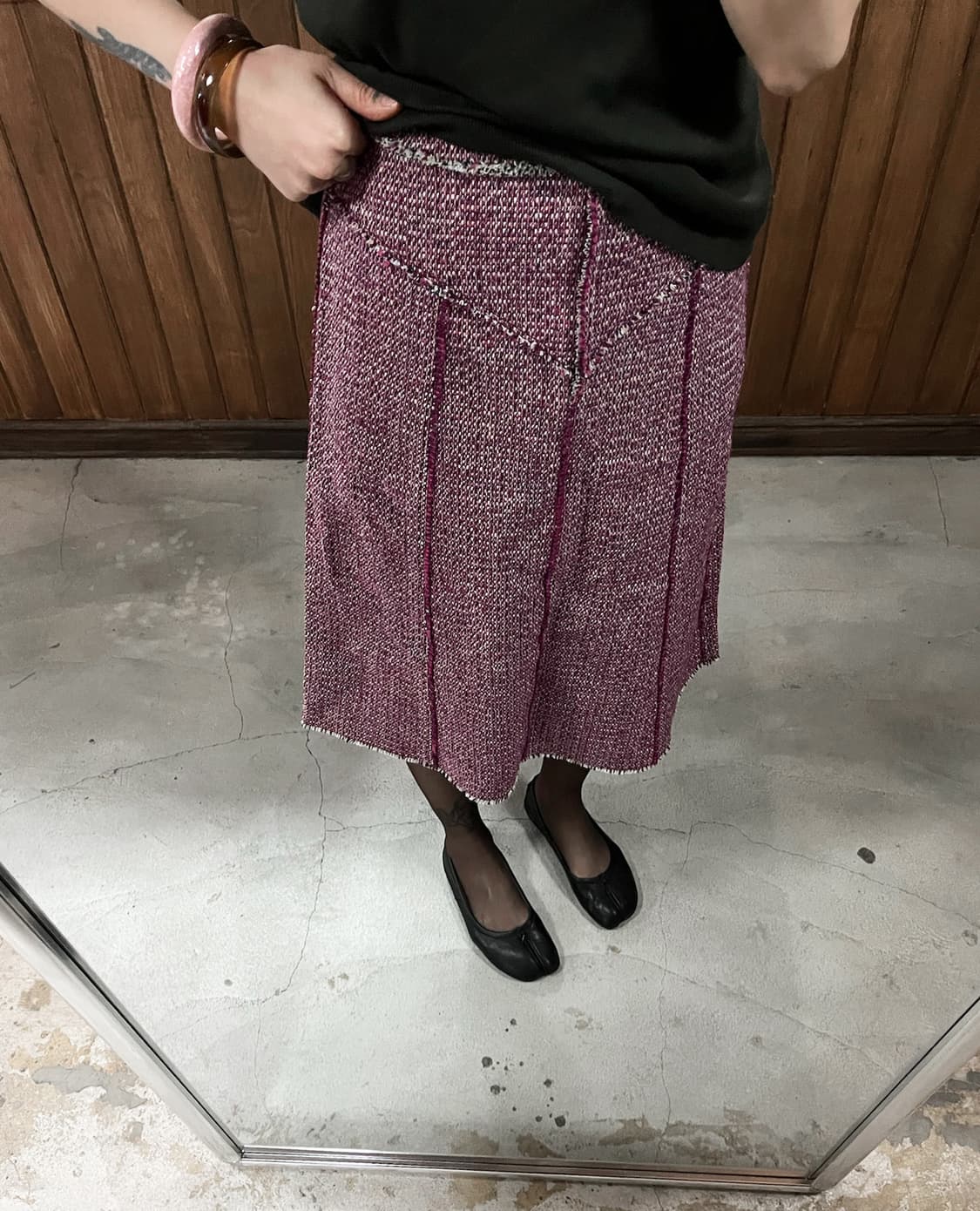 CHLOE pink tweed midi skirt 상품이미지2