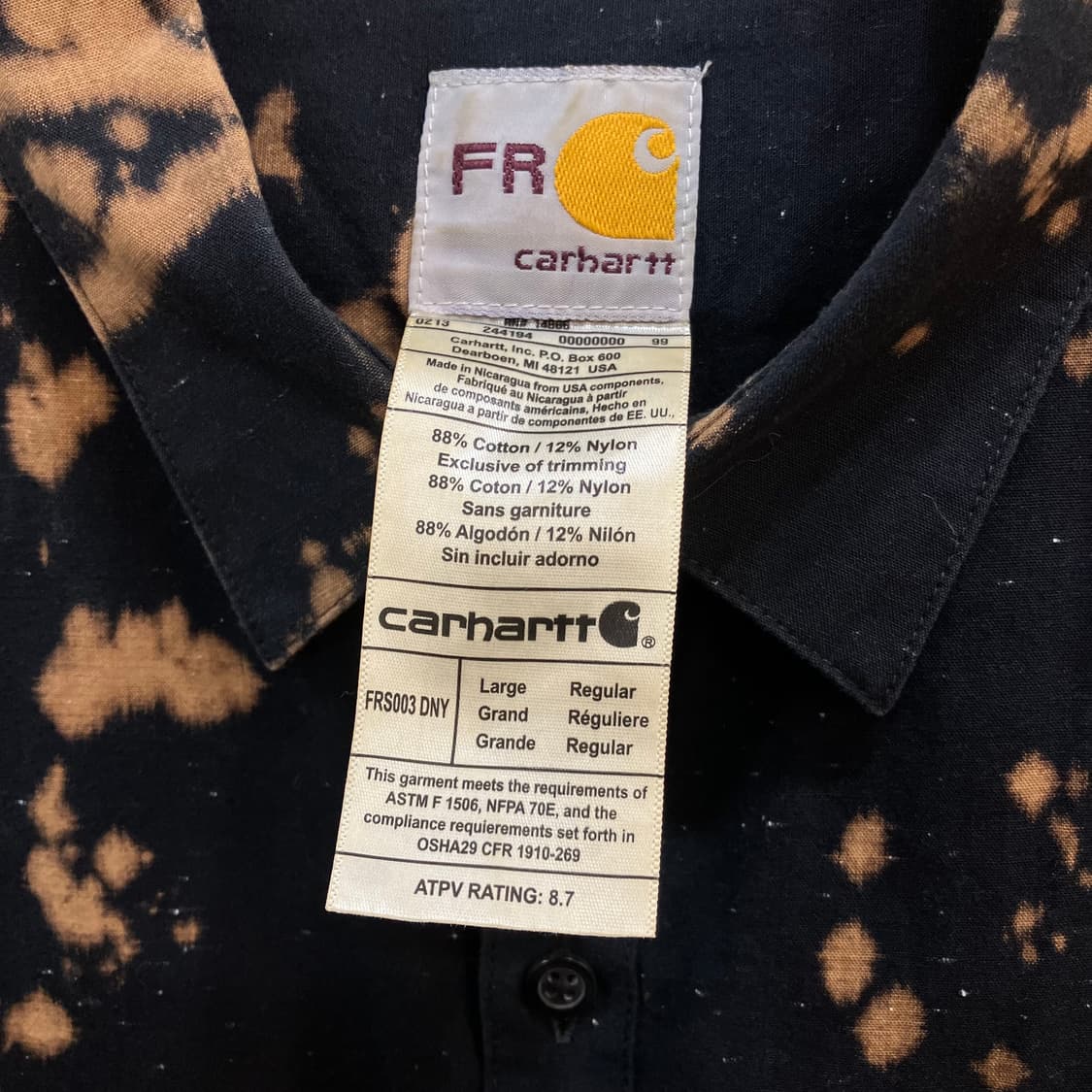 칼하트 블랙 블리치 FR 워크 셔츠 XXL 상품이미지2