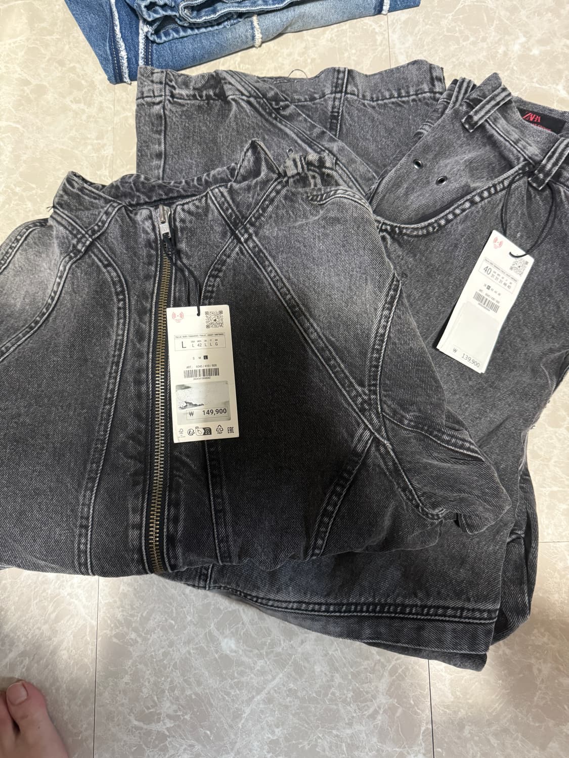 L&40사이즈 자라 바이커 데님 셋업 상품이미지2