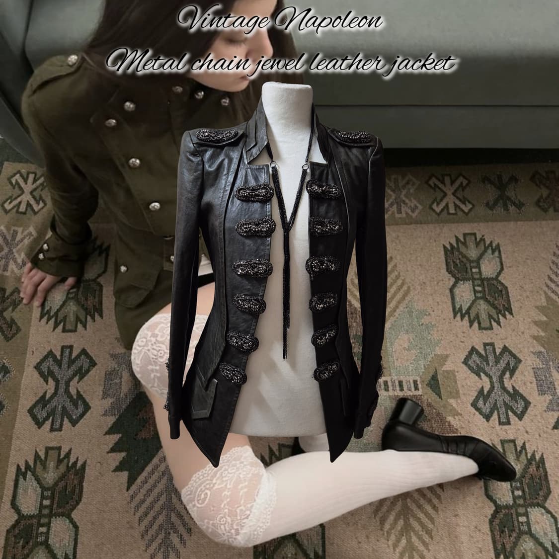 Vintage Napoleon Metal chain jewel leath 상품이미지1