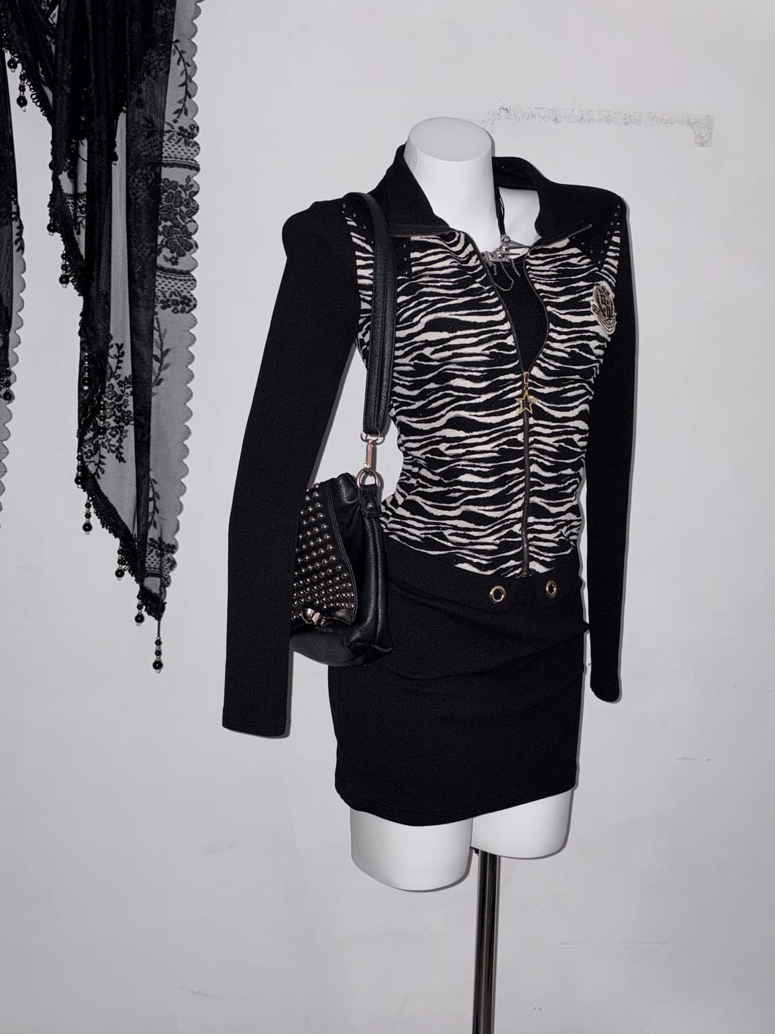 Egoist 에고이스트 00s 락스타 오네갸루 지브라 슬림핏 원피스 상품이미지2