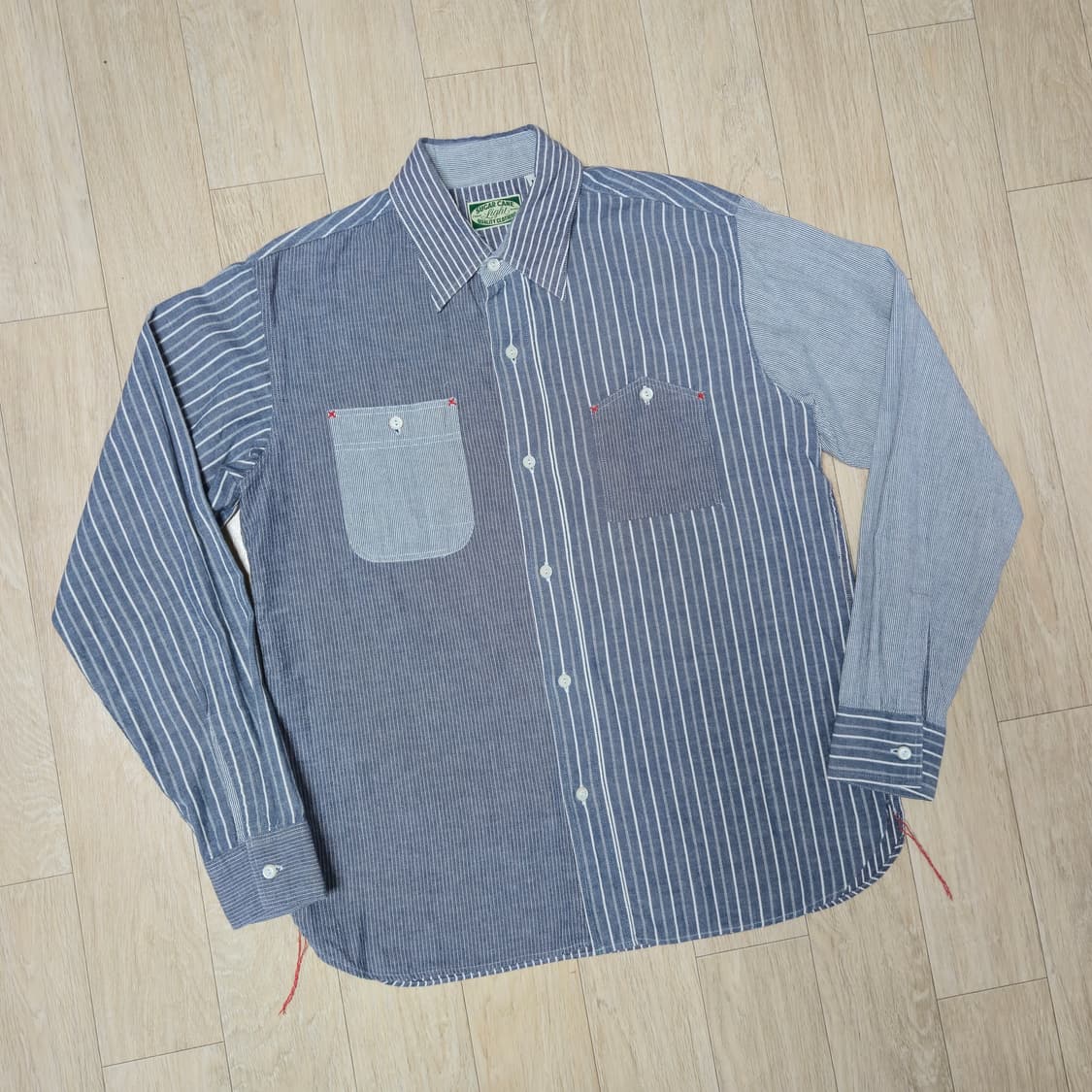 슈가케인 스트라이프 패턴 셔츠 남방 상품이미지1