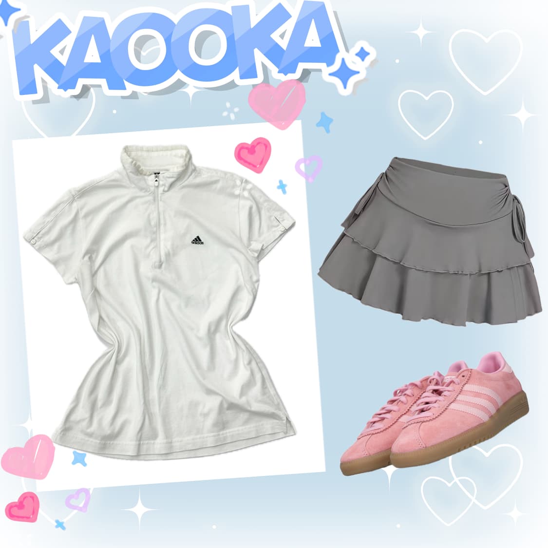 재팬 아디다스 발레코어 스포티 프릴 기능성 화이트 반팔티셔츠 아노락  상품이미지1