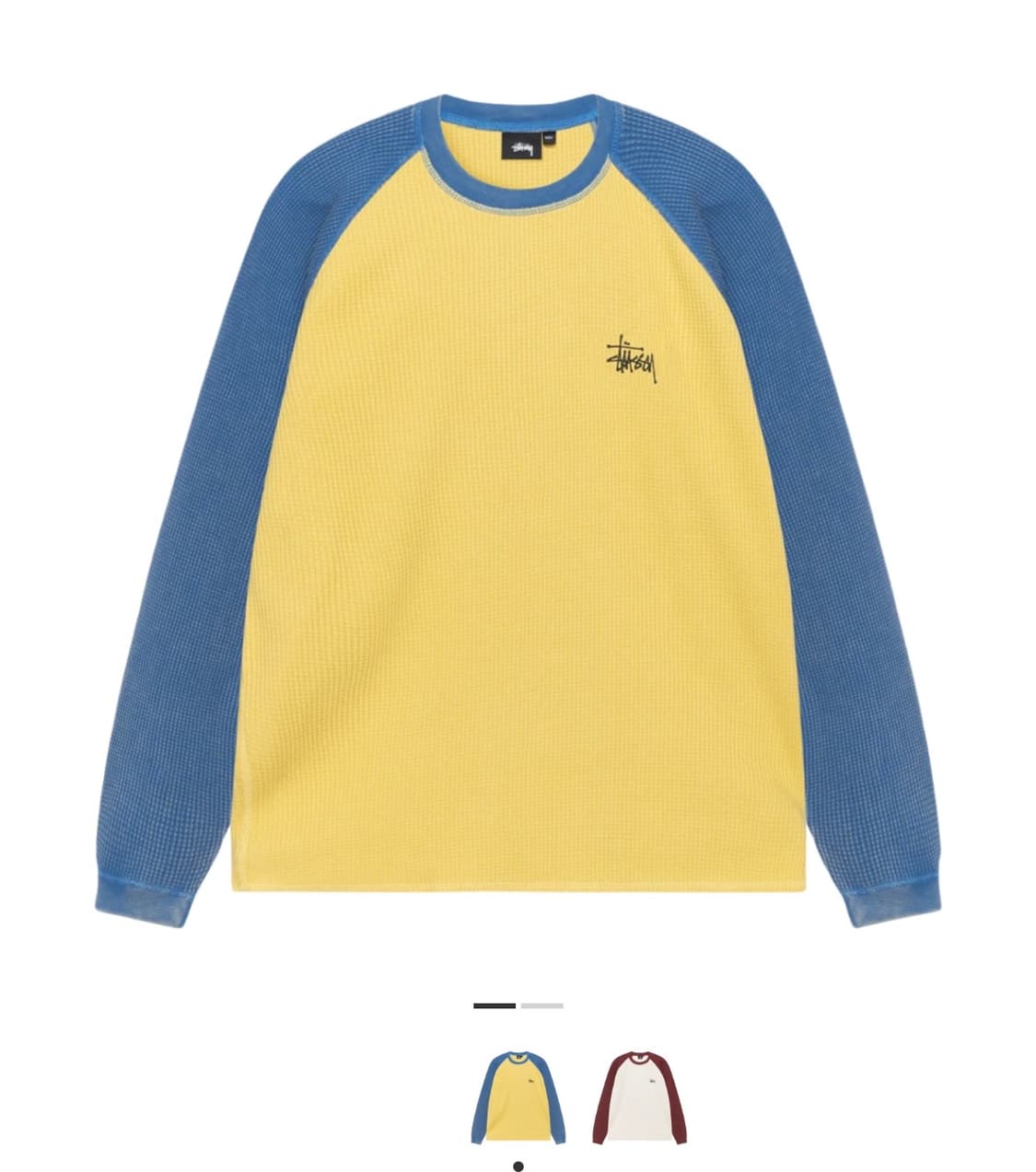 L) 스투시 써멀 투톤 롱슬리브 티셔츠 옐로우 상품이미지2