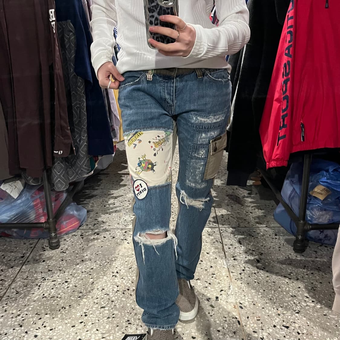 HYSTERIC GLAMOUR 히스테릭 글래머 패치워크 데님 팬츠 상품이미지2