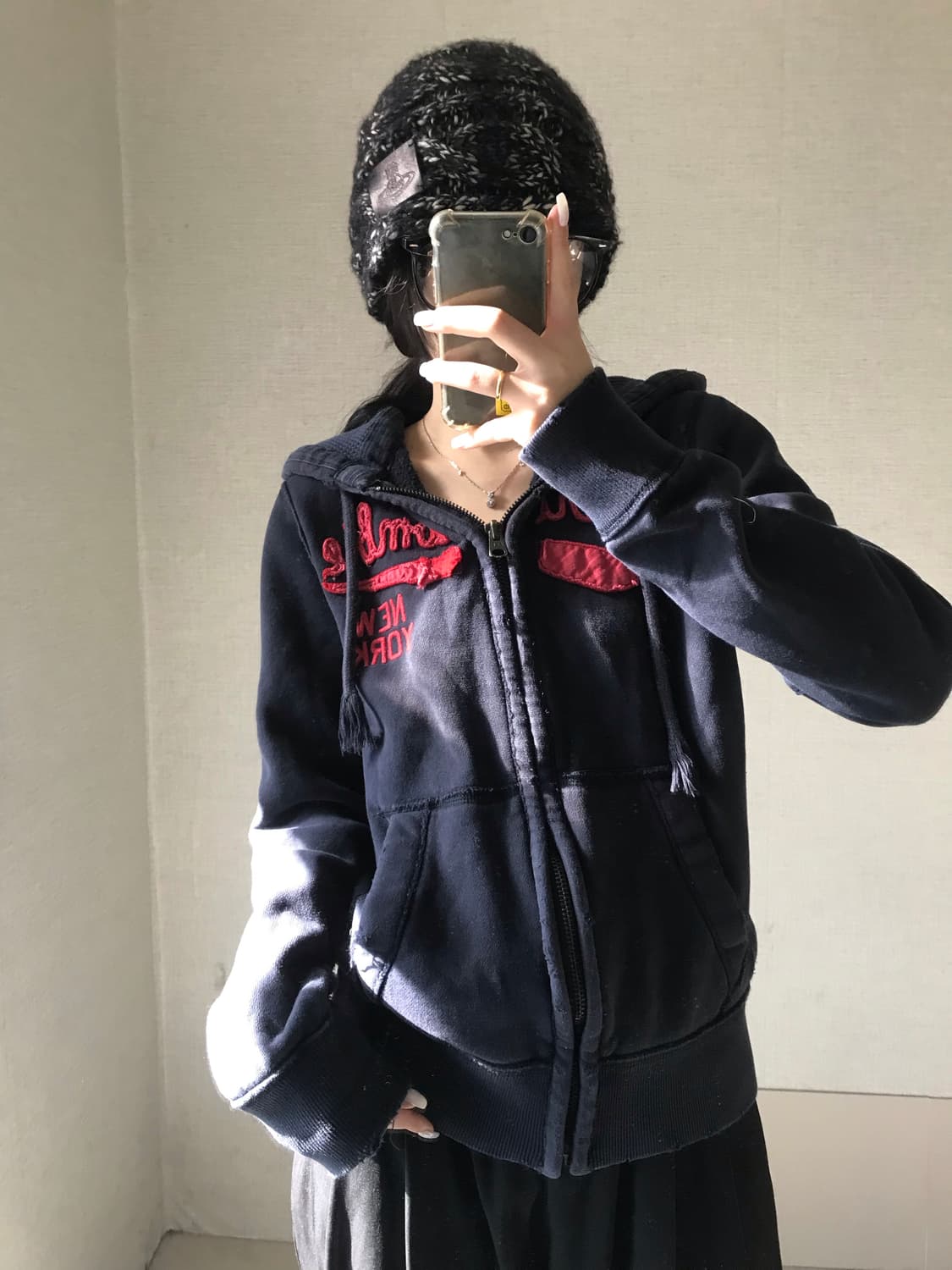 아베크롬비 딥네이비 레드 후드집업 상품이미지4