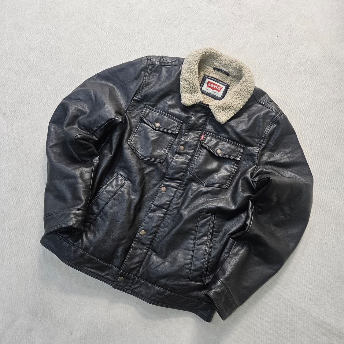 M 리바이스 쉐르파 카라 가죽 트러커자켓 0401Y 상품이미지1