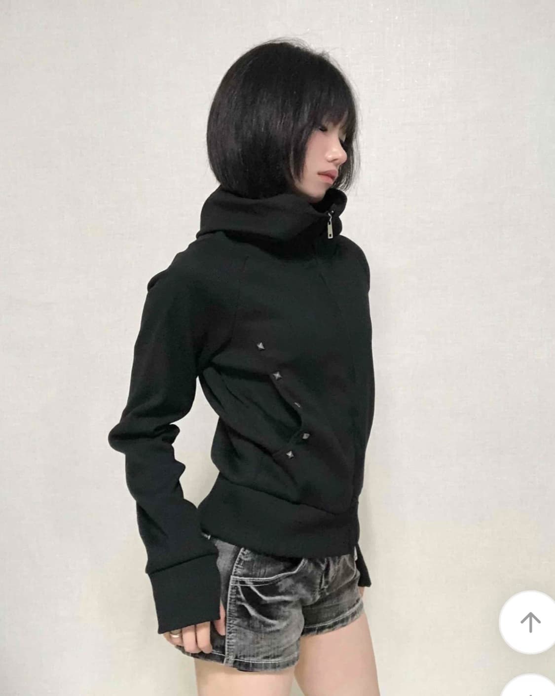 스터드 후드집업 블랙 상품이미지3