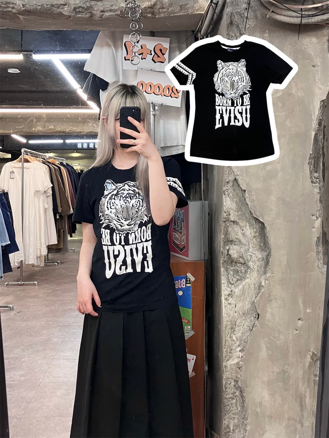 에비수 프린팅 반팔 티셔츠 블랙 M #csz3874 상품이미지1