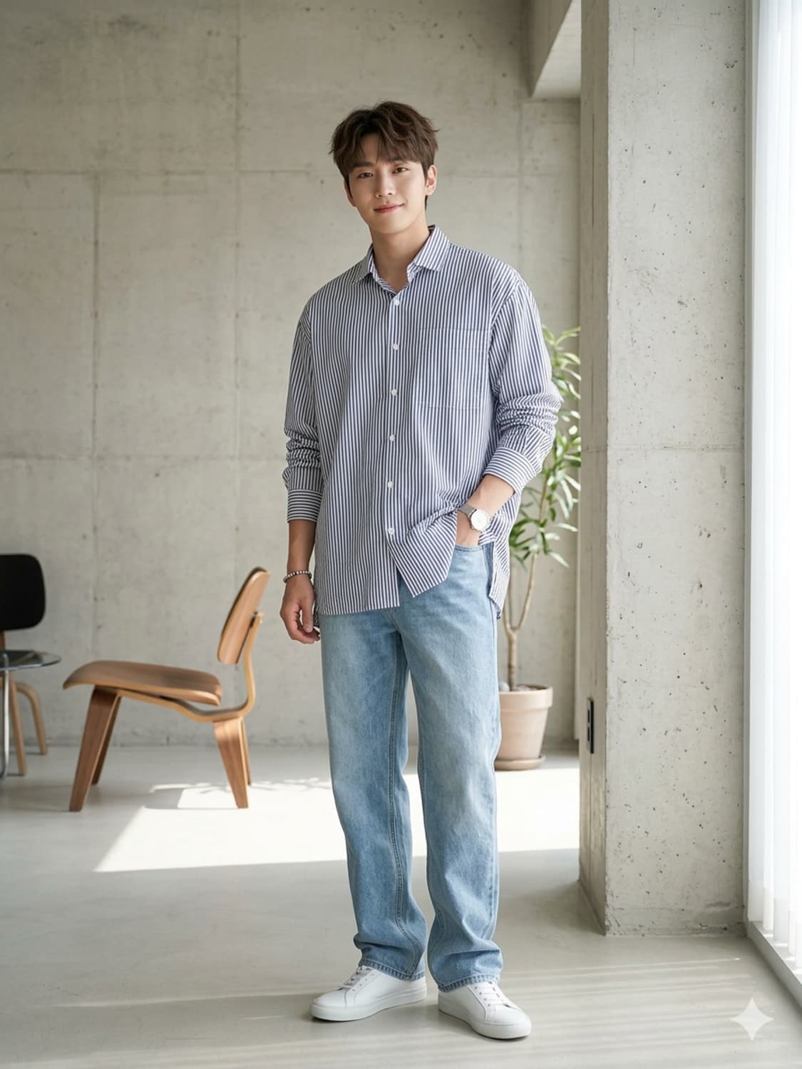 ZIO SONGZIO 지오송지오 백 포인트 셔링 스트라이프 셔츠 상품이미지1