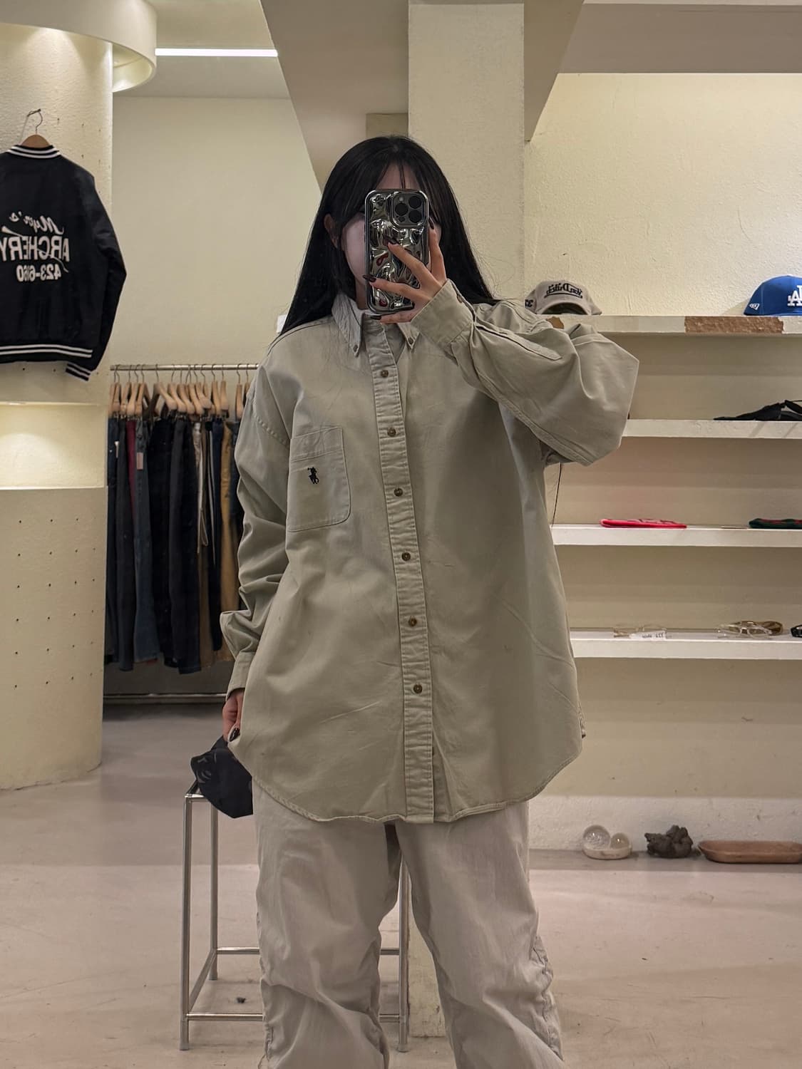 폴로 랄프로렌 클래식핏 베이지 버튼다운 셔츠 U1722 상품이미지1