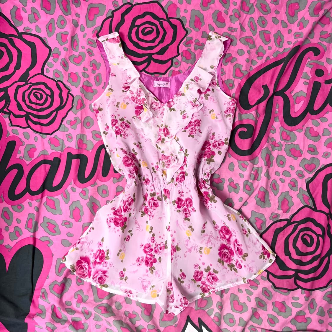 MA*RS마즈 핑크 플라워 프릴 롬퍼스 히메갸루 핀터대장 일본빈티지109 상품이미지1