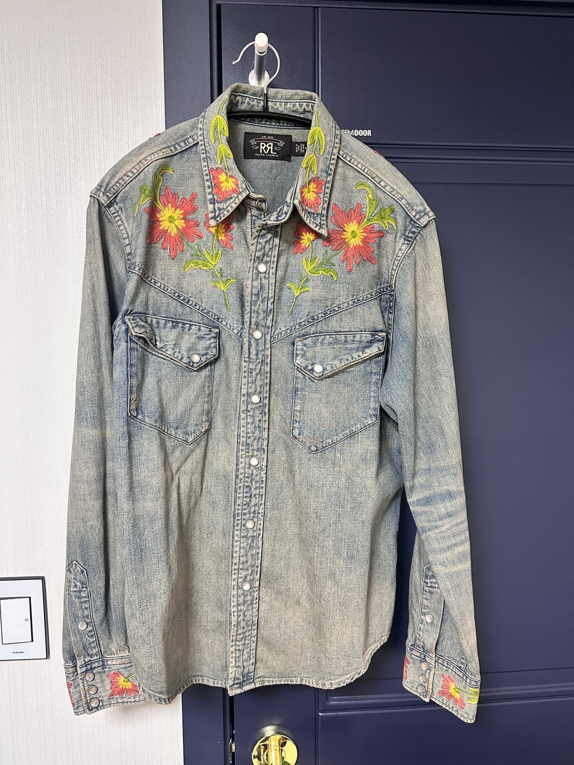 RRL 꽃자수 웨스턴 데님 셔츠 M 상품이미지2