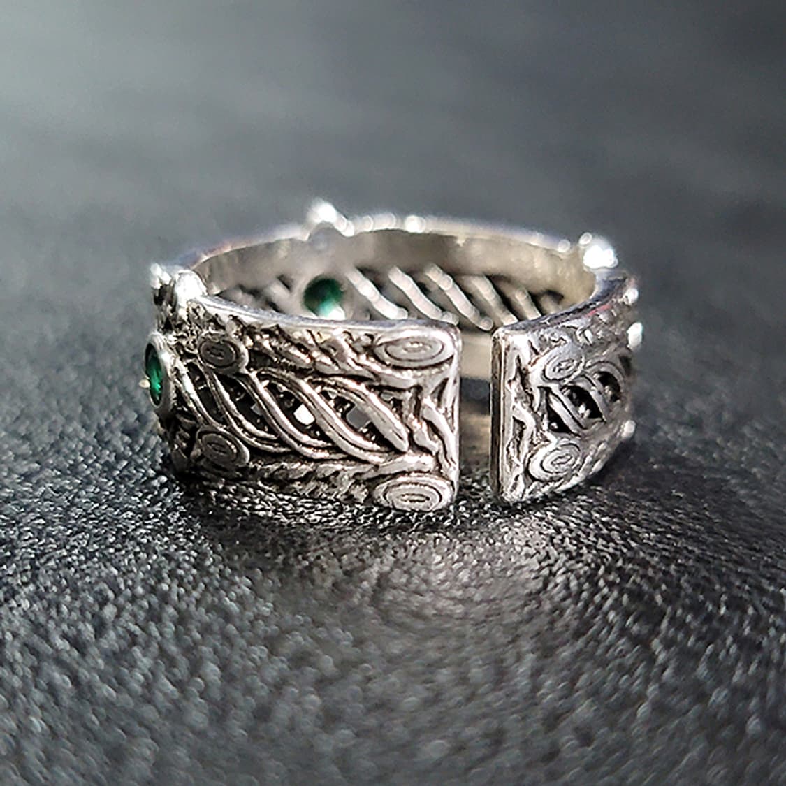 Axiom 백동 남자 엔틱 빈티지 명품 신화 고딕 에메랄드 반지 상품이미지3
