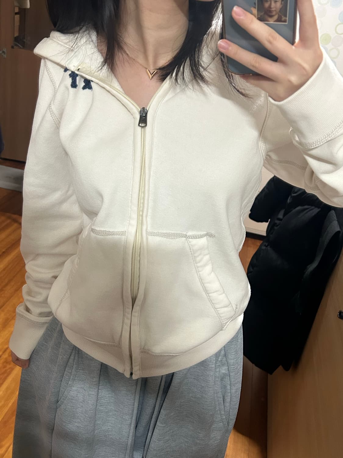 아베크롬비 팔로고 크림 후드집업 상품이미지2