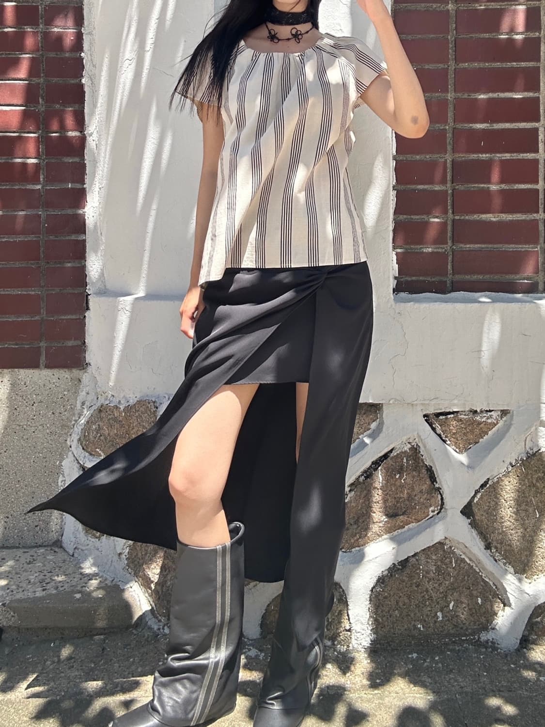 Twist mini & long skirt / black 상품이미지1