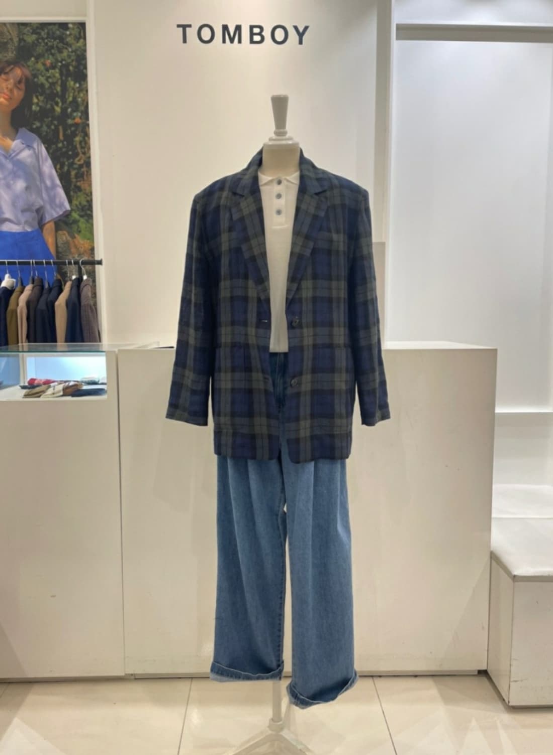 스튜디오톰보이 체크 린넨100% 자켓55 66  상품이미지9