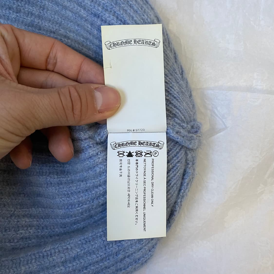 [Free] 크롬하츠 빅 대디 캐시미어 비니 라이트 블루 화이트 상품이미지6