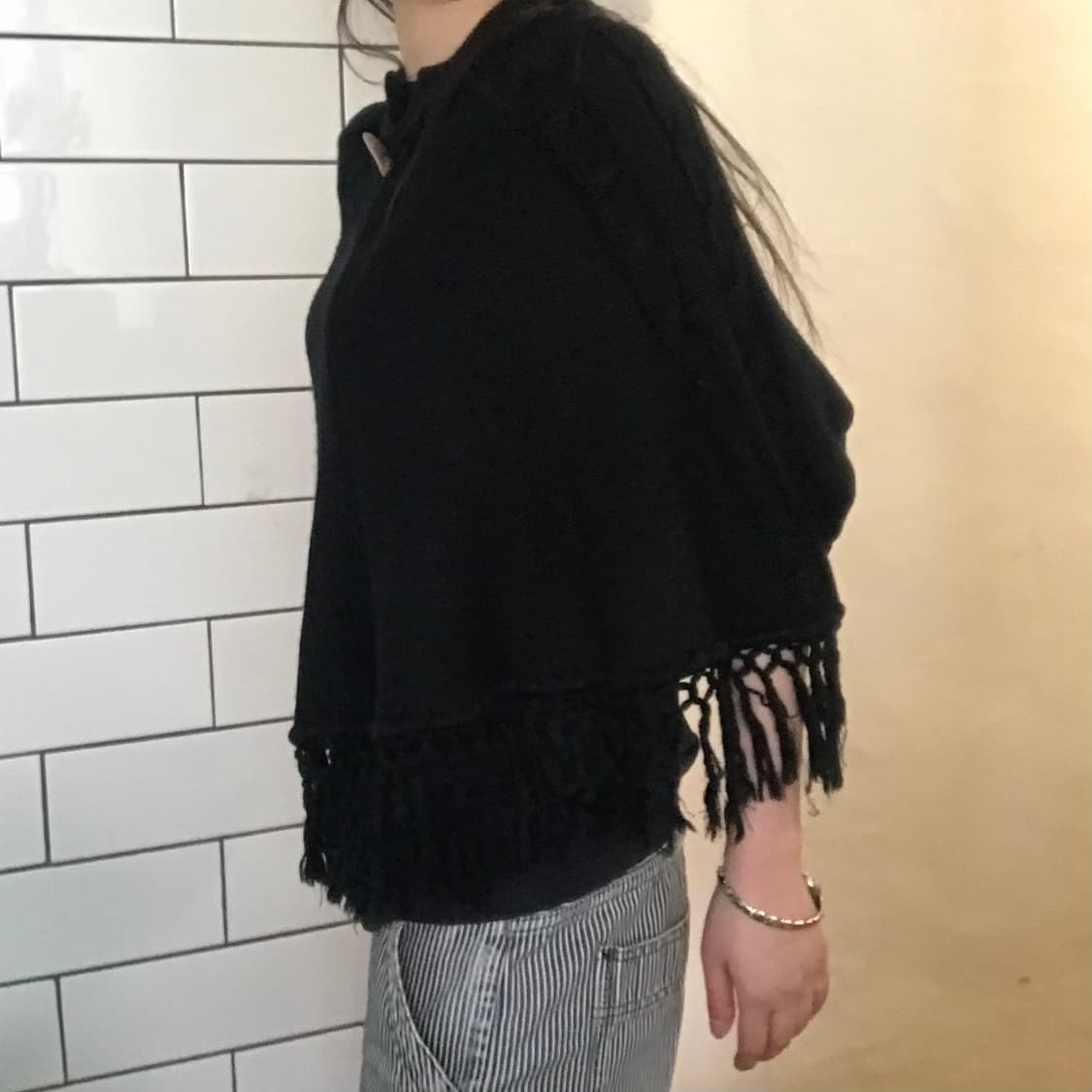 빈티지 블랙 니트 폰초 (Poncho) 상품이미지4