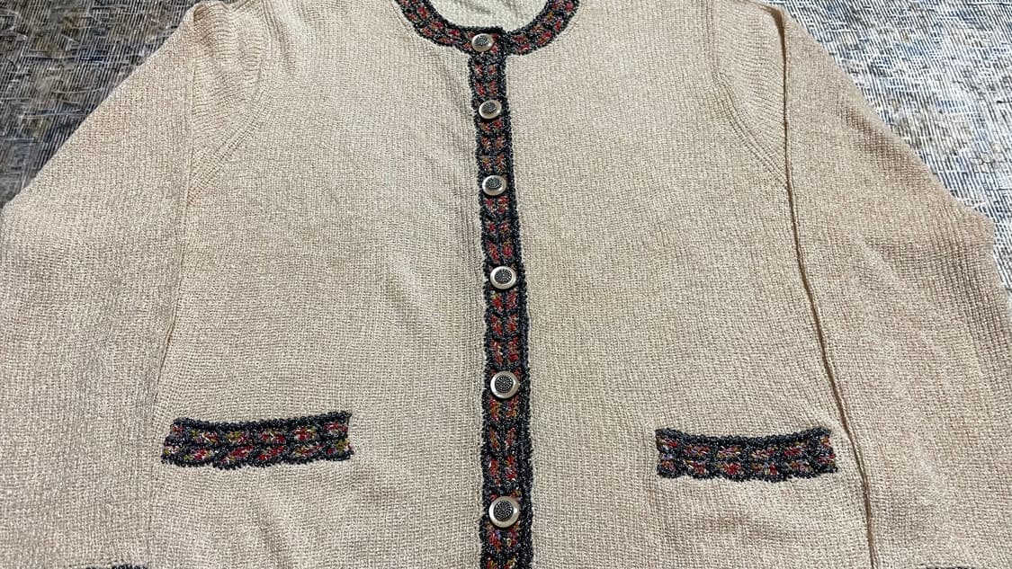 JPN 80s~90s 일본 빈티지 y2k 모리걸 트위드 무드 니트 가디건 상품이미지7