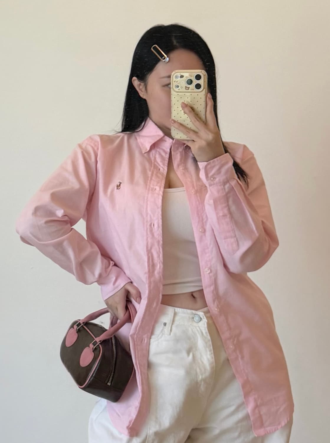 폴로 코튼셔츠 핑크 상품이미지2