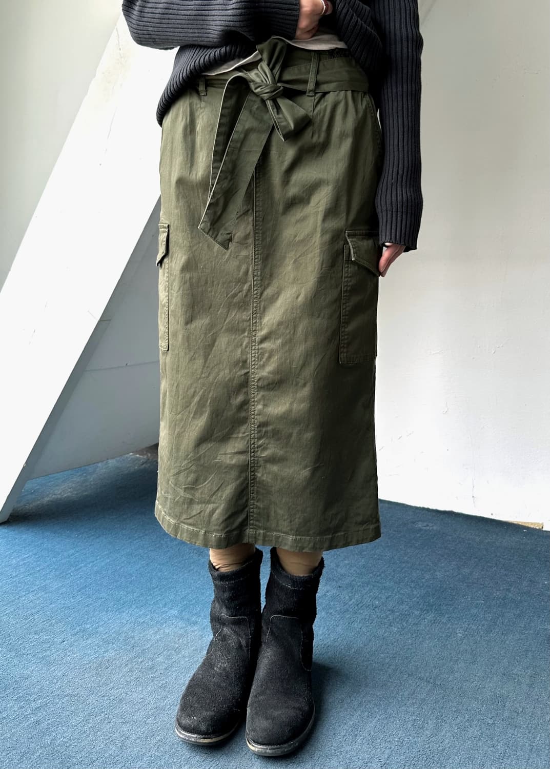 Cotton blend cargo design mid skirt 상품이미지7